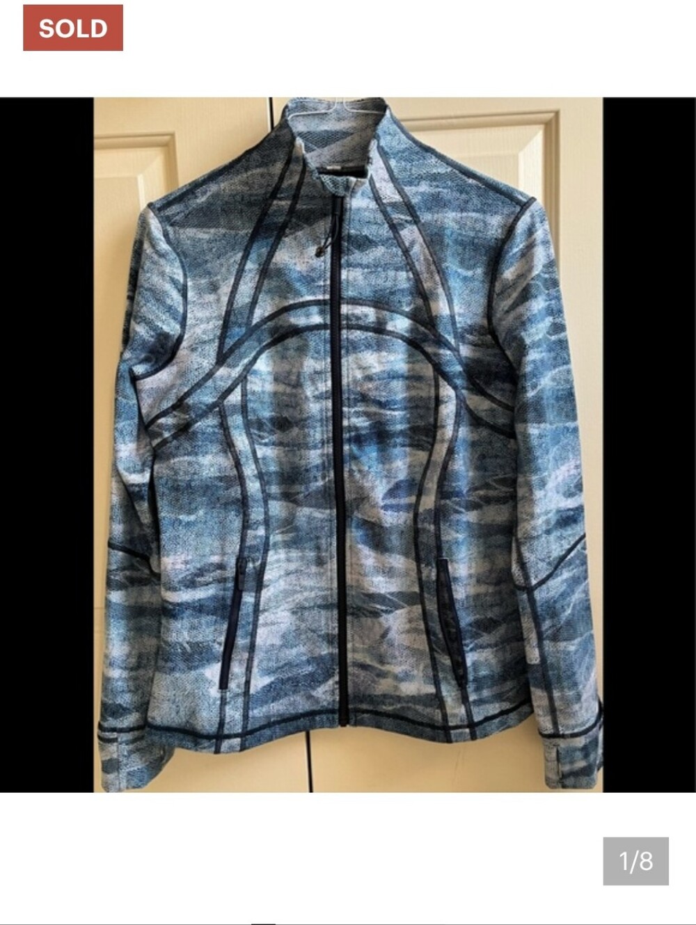 🍒LULULEMON DEFINE Jacket MESH SCAPE sz 14 Blue/White ~ LUXTREME